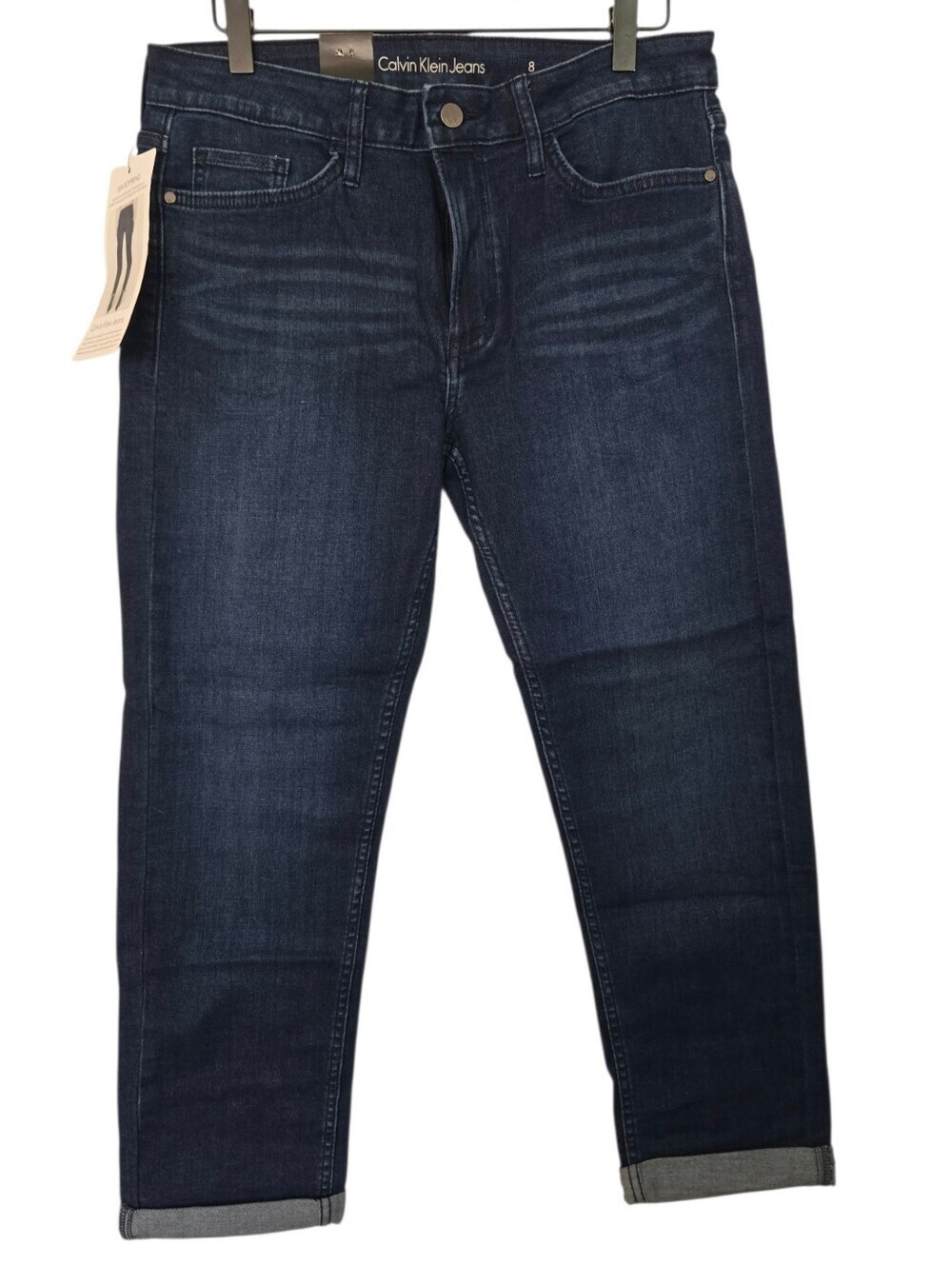 Calvin Klein Jeans Slim Boyfriend Dark Wash Cropped Jeans NWT Size 8 - Picture 2 of 7